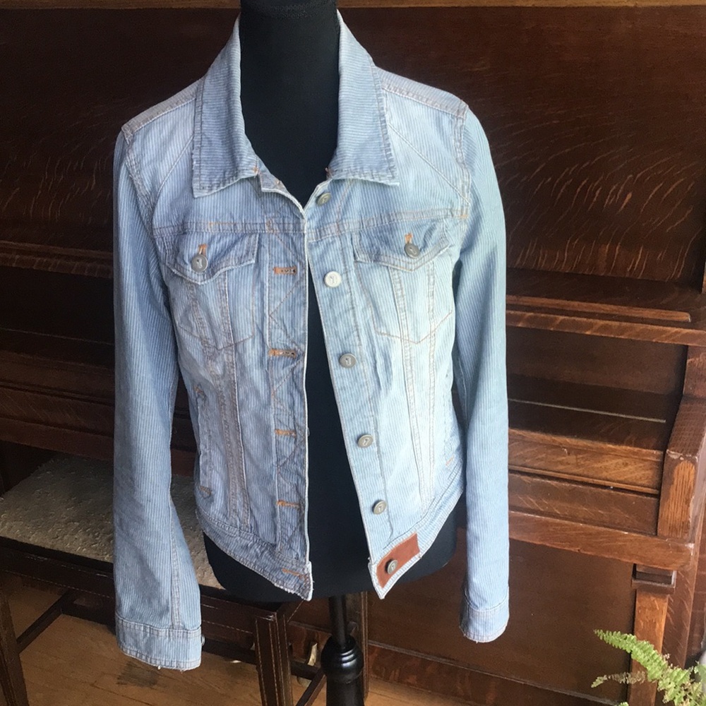 Anthropologie Pilcro Classic Denim Railroad Stripe Jacket